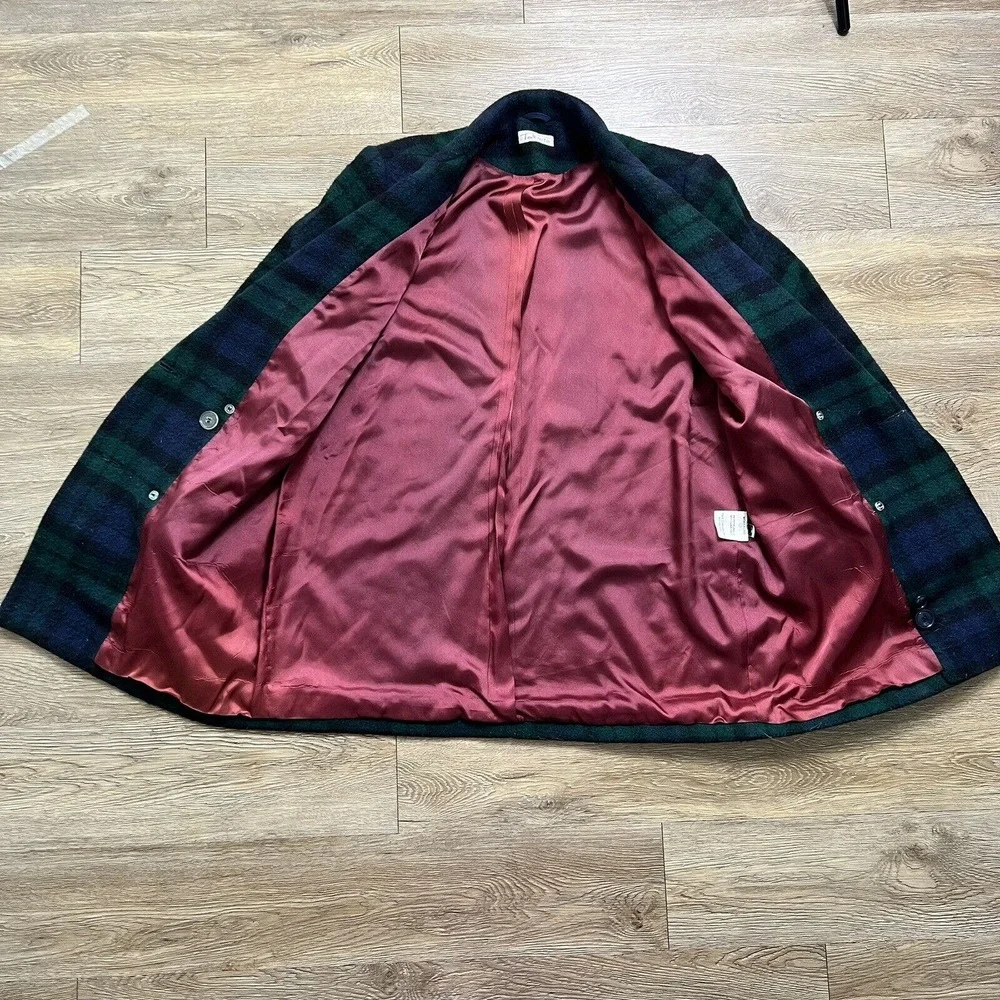 TALBOTS Wool Blend Blazer Women's 14 Plaid Double Breasted Pockets Lined Coat - Picture 7 of 9